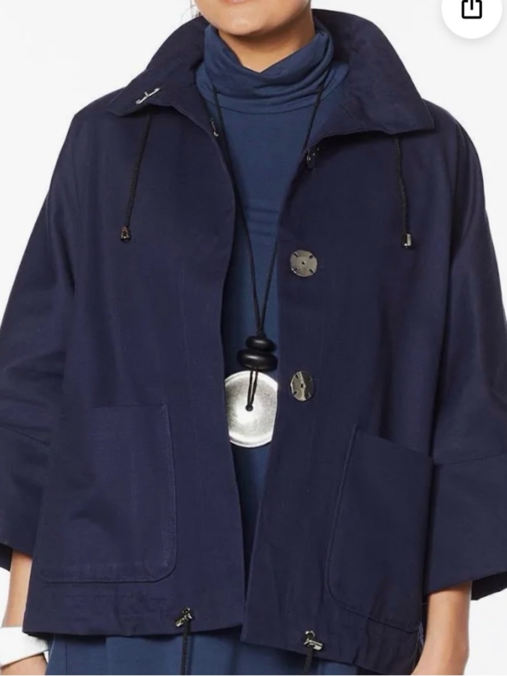 MarlaWynne Navy Blue Drawcord Utility Jacket